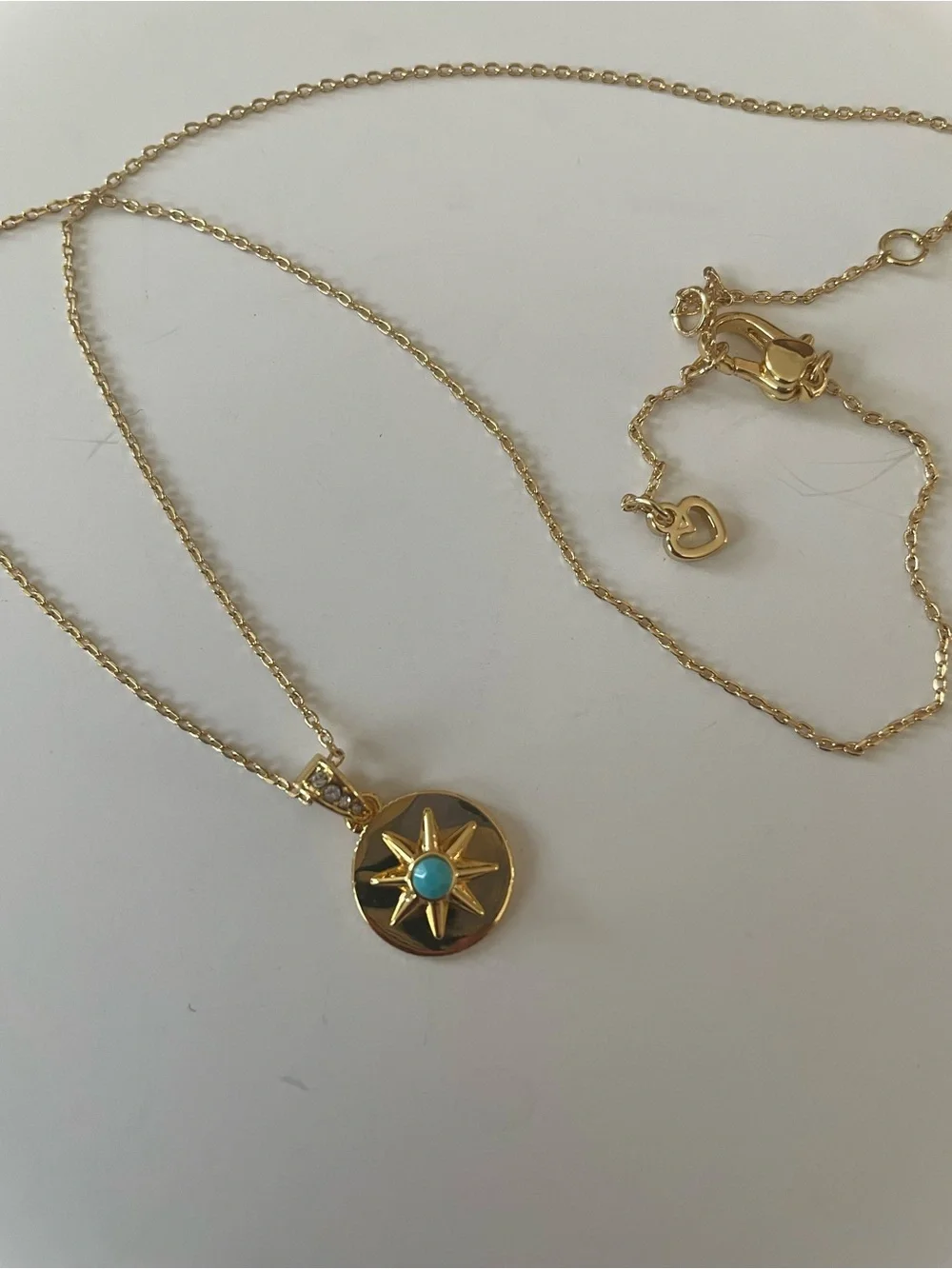 kate spade Gold Sunburst Pendant Necklace with Turquoise Center